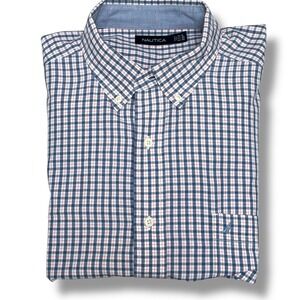 Nautica Blue/White/Pink Check Longsleeve Button-Down‎ Shirt Sz XL